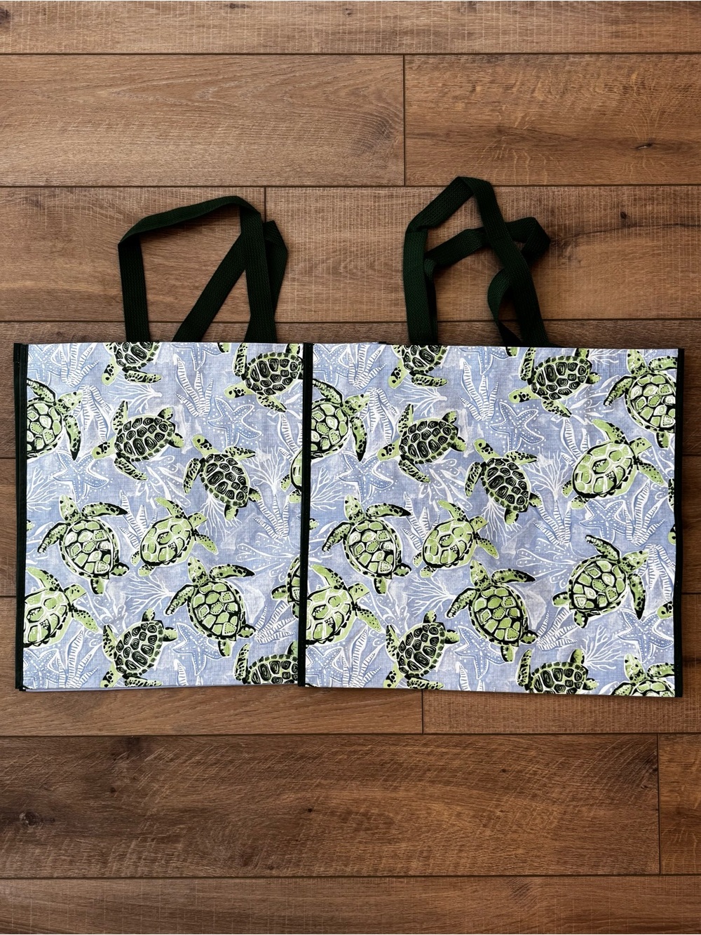 Homegoods TJMaxx Marshalls Viral Turtle Print Shopper Tote Bags Set of 2 NWOT